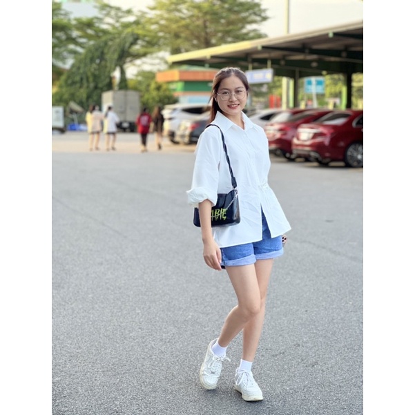 Sơmi  buộc nơ sườn cá tính - ảnh thật