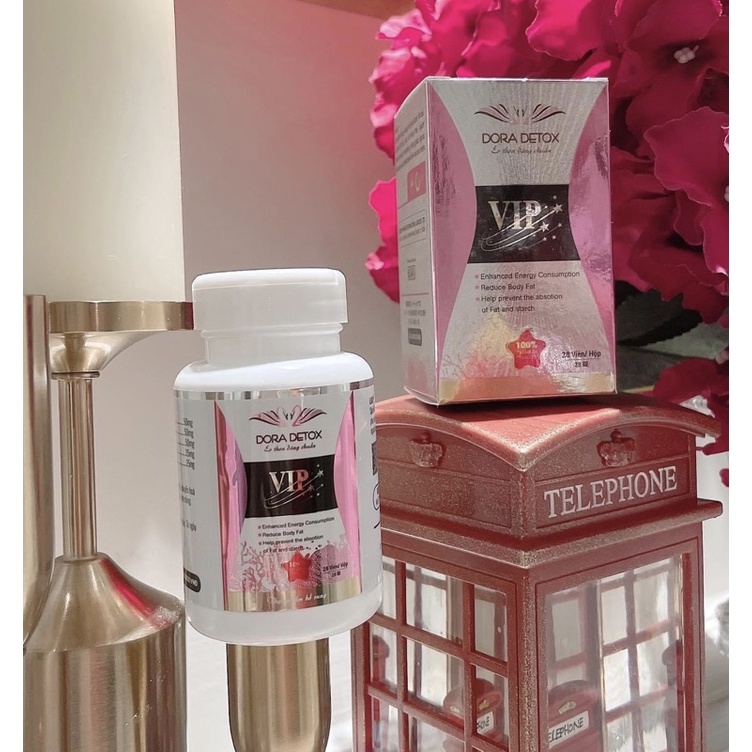 DORA DETOX VIP Viên Uống Hỗ Trợ Giảm Cân . Hộp nắp Bật 28 viên. CAM KẾT HÀNG CHÍNH HÃNG