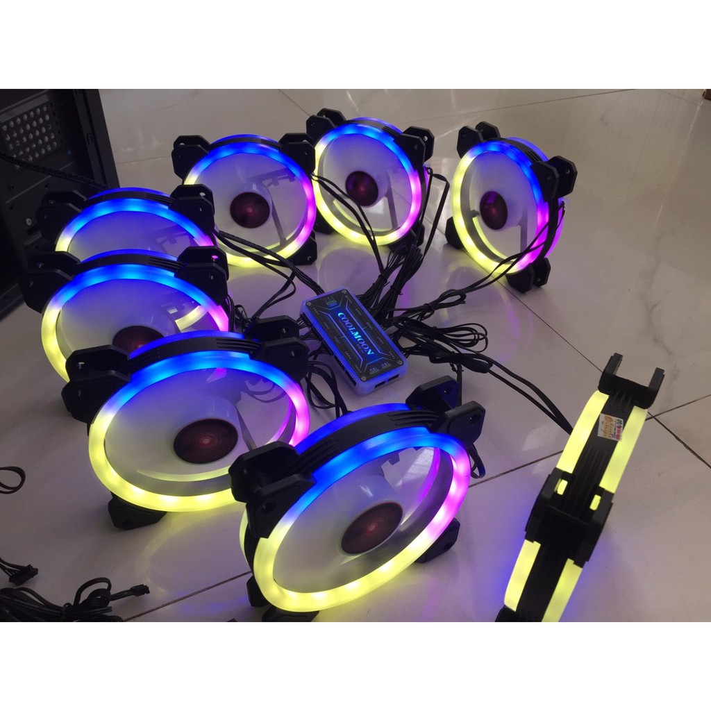 Quạt Tản Nhiệt, Fan Case Coolmoon K5 dual ring led RGB - Sử dụng hub