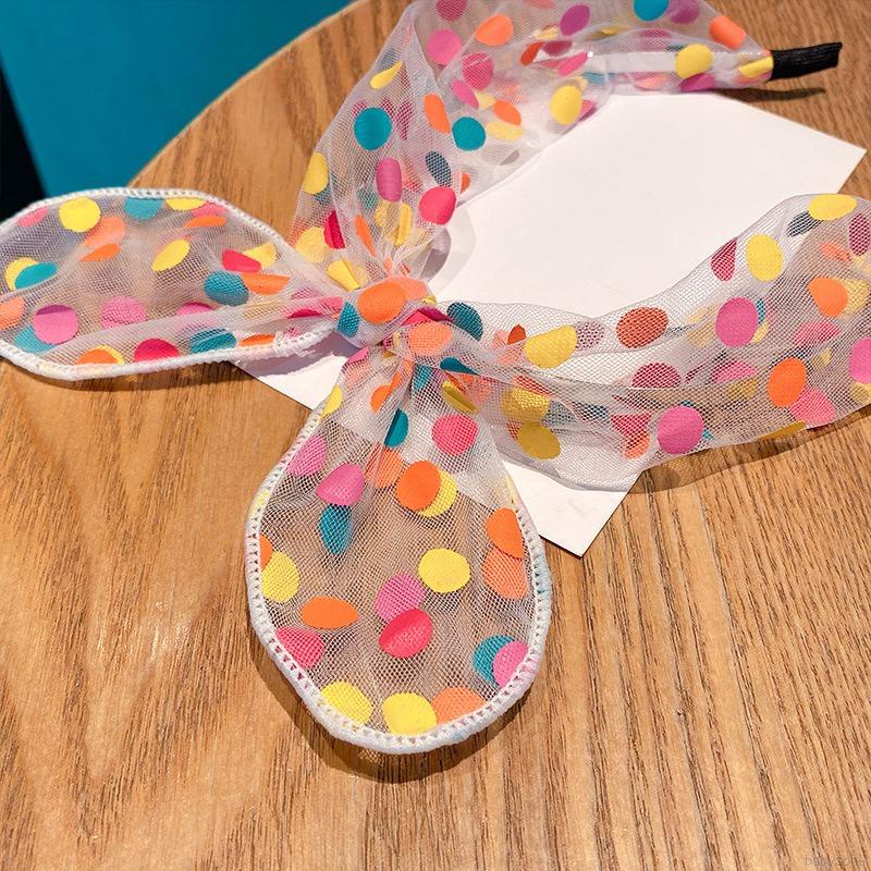 Băng Đô Cài Tóc Vải Lưới Họa Tiết Chấm Bi Nhiều Màu Sắc Cho Bé Gái