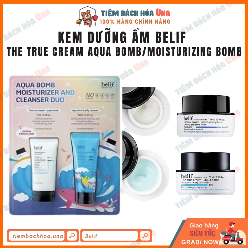 Set Belif aqua bomb dưỡng ẩm và sửa rửa mặt