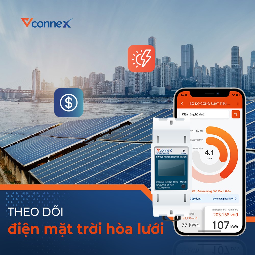 Công Tơ Điện Tử Thông Minh Vconnex,theo dõi điện ,kết nối wifi, quản lý tiền điện,tiết kiệm điện năng- Vconnex KHánh Hoà