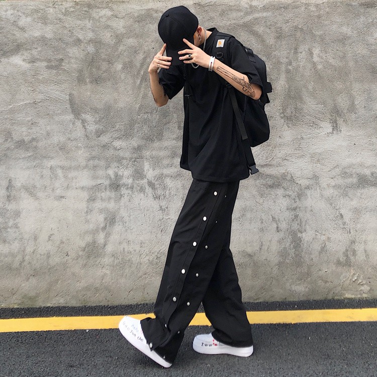 Quần dài thể thao bấm nút dọc 2 bên phong cách street style P13 Chaien Studio
