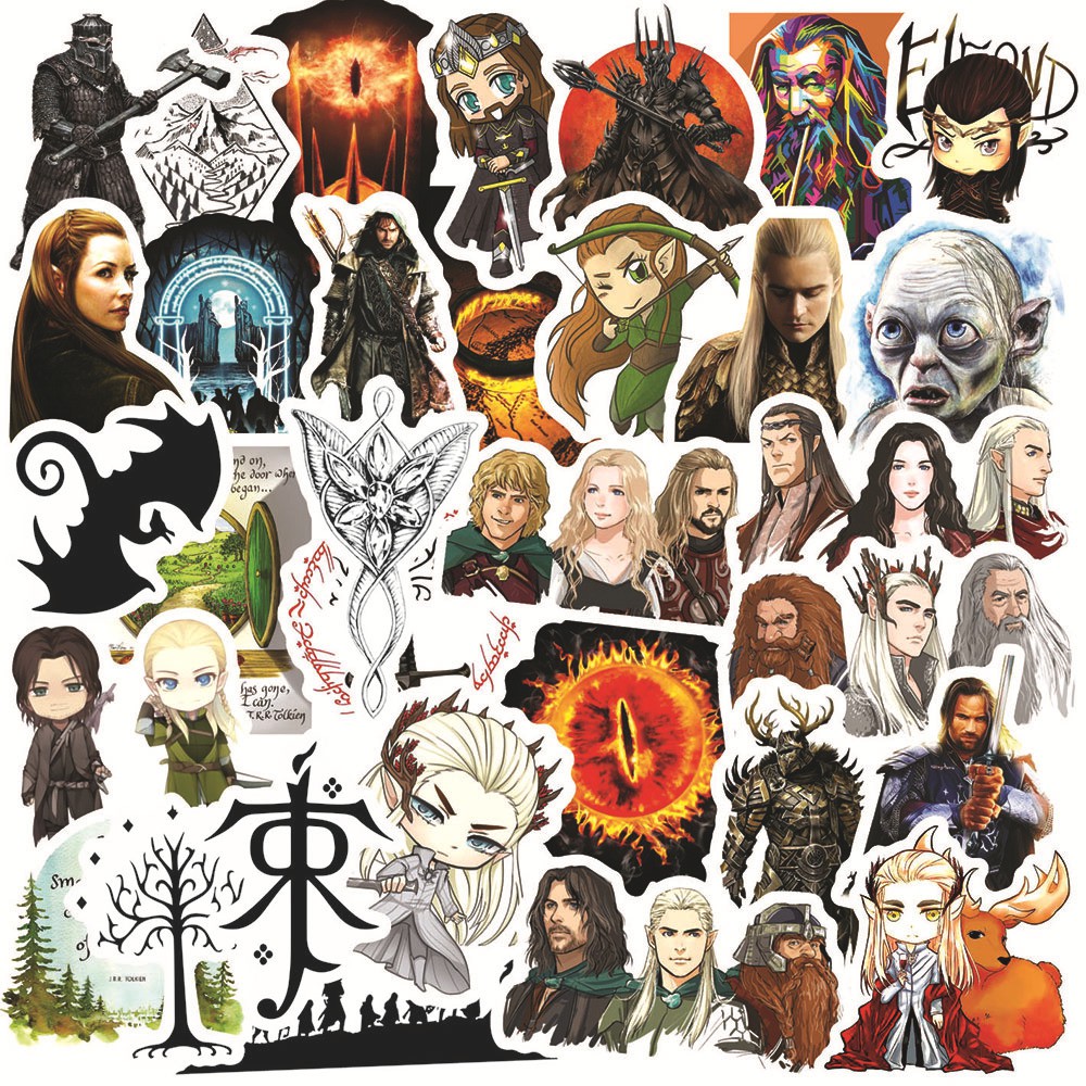 Set 50 miếng sticker The Hobbit dán trang trí chống thấm độc đáo