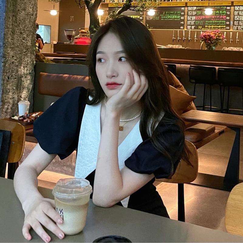 [SẴN/ VIDEO THẬT] Đầm Váy Đen Cổ Chéo Trắng Túi Nắp Đầm Váy Chữ A | BigBuy360 - bigbuy360.vn