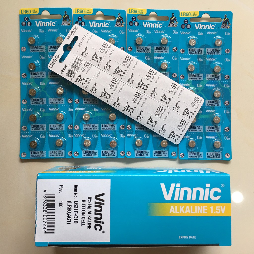 Combo 5 vỉ pin Vinnic L621F LR60 AG1 SR621SW 621 364 164 Hong  Kong