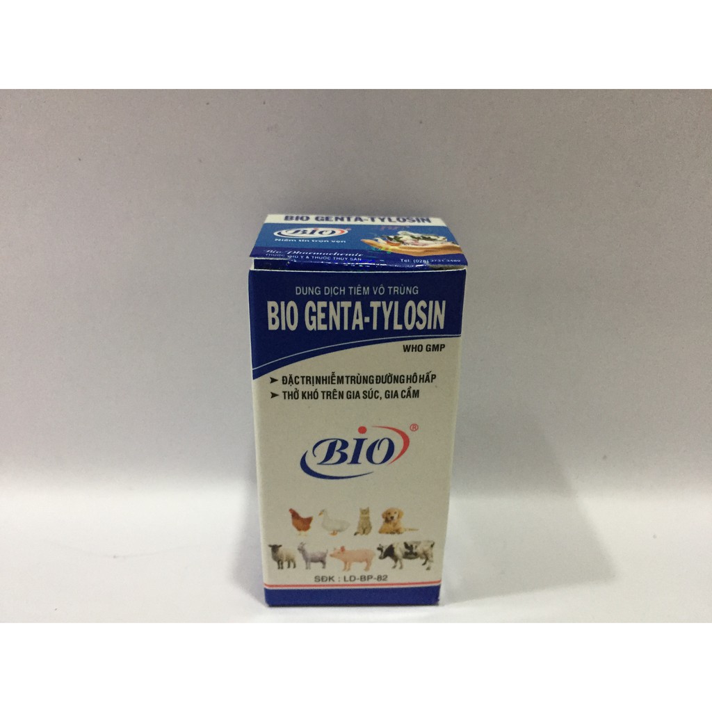 BIO-GENTATYLOSIN chai 20ml. Thú nhiễm trùng đường hô hấp, tiêu hóa