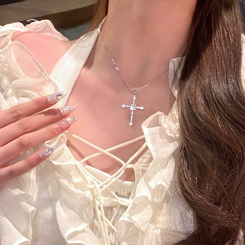 Toàn Bộ Vòng cổ Mặt Chữ Thập Đính Đá Zircon Thời Trang Mùa Hè Cá Tính