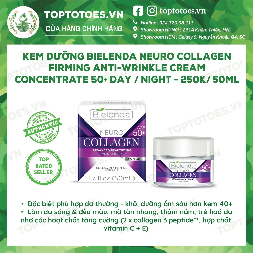 Kem dưỡng Bielenda Neuro Collagen 50ml dưỡng ẩm sâu, trẻ hoá, giúp da căng mịn, đàn hồi