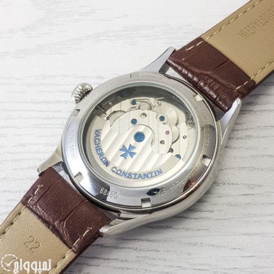 Đồng hồ Nam Vacheron máy nhật, mẫu 5kim lộ cơ thanh ngang, mặt trắng viền trắng , dòng cơ Automatic size 40mm-41mm