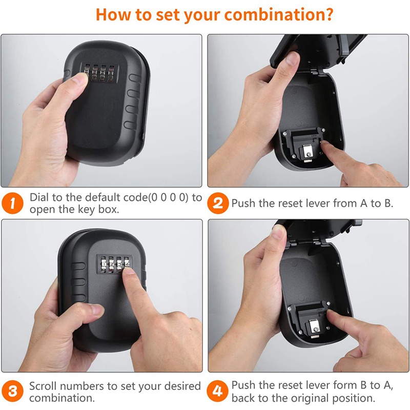 Ổ Khóa Hộp Chìa Khóa Gắn Tường 4 Chữ Số Cỡ Lớn Chống Chịu Thời Tiết Tiện Dụng