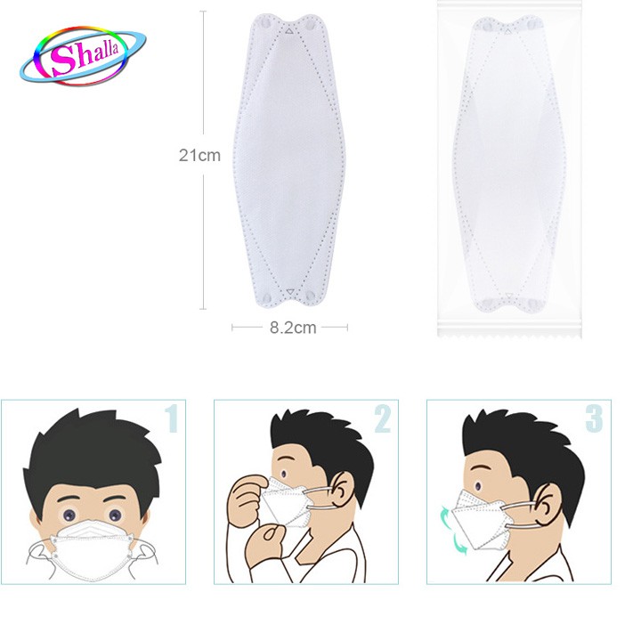 Khẩu trang 4D Mask 4 lớp - Bịch 10 cái cao cấp GF659 Shalla