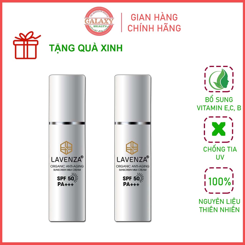  Kem sữa chống nắng hữu cơ LAVENZA, chống tia UVA UVB, bảo vệ hoàn hảo làn da