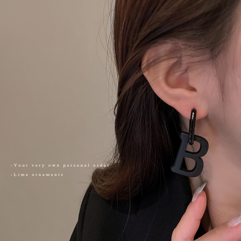 DREJEW Khuyên Tai Hình Chữ B Phong Cách Hàn Quốc Cá Tính Cho Nữ 1