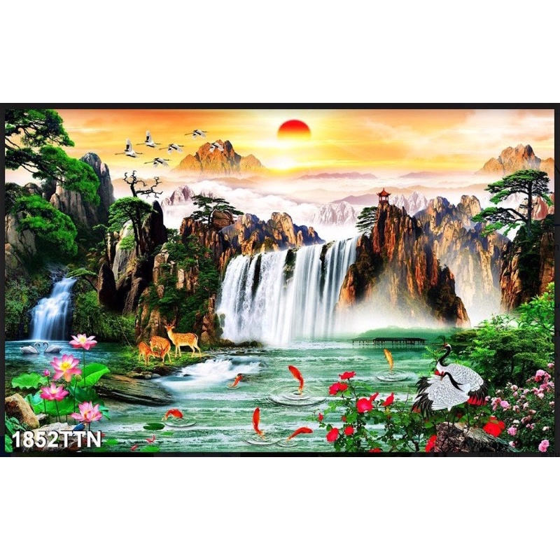 Tranh 3D trang trí hồ cá, bán cạn tiểu cảnh - chủ đề Thuỷ mặc part 5