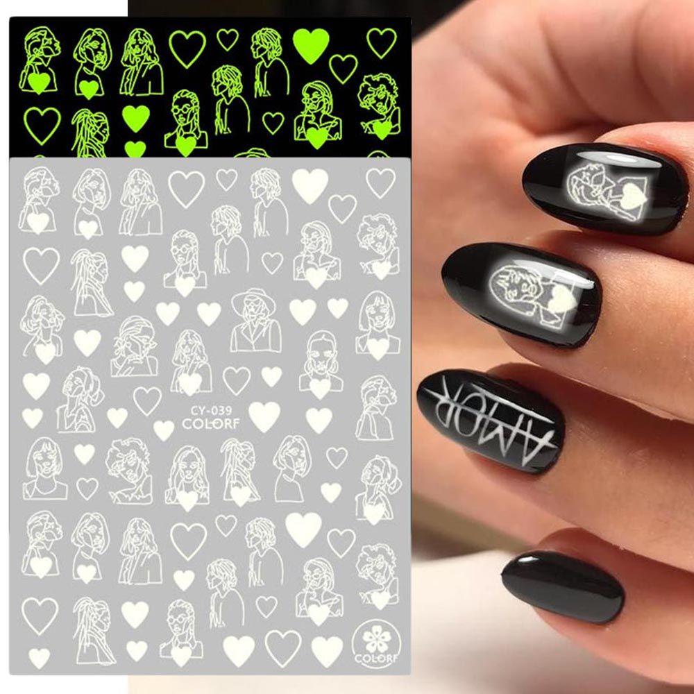 Miếng Dán 3D Phát Sáng Trong Bóng Tối Trang Trí Móng Tay