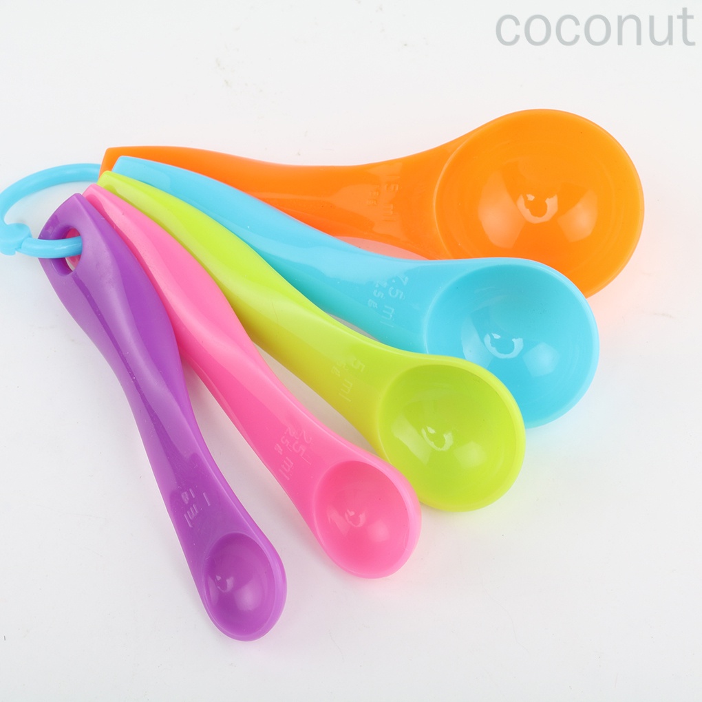 Set 5 Muỗng Đo Lường Làm Bánh Bằng Nhựa Resin Màu Ngẫu Nhiên