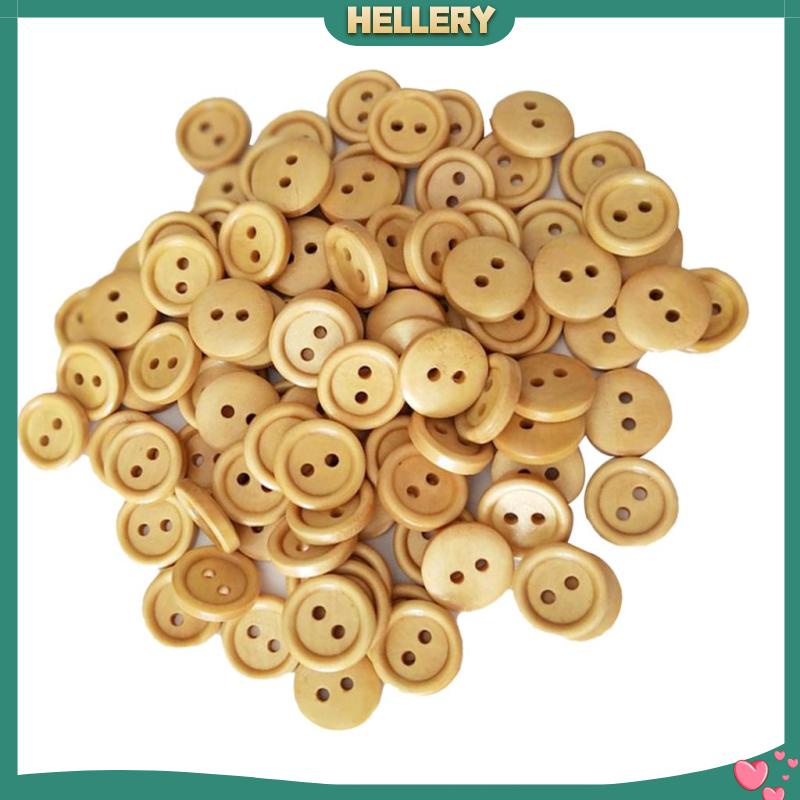 Set 100 Nút Gỗ 2 Lỗ 13mm Màu Nâu Nhạt Phong Cách Vintage Dành Cho May Vá
