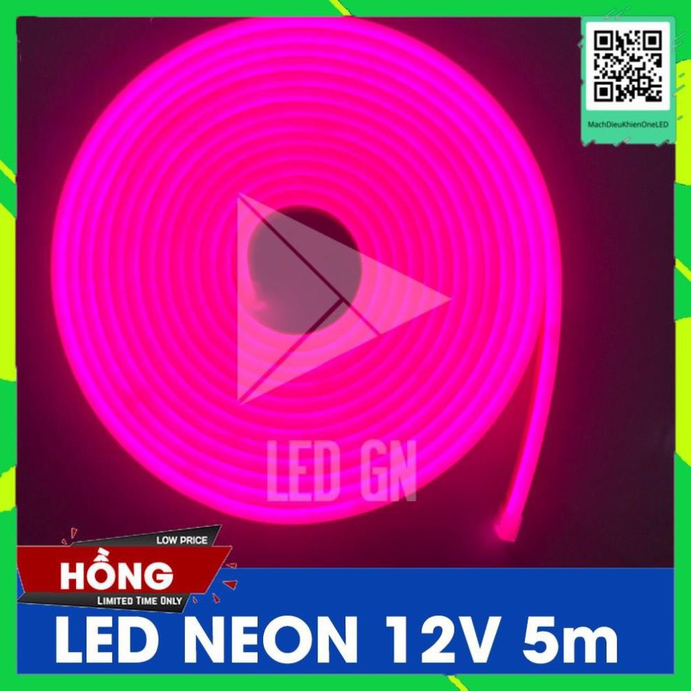 LED Dây Neon Dẻo 12V 5m - Đủ 8 Màu