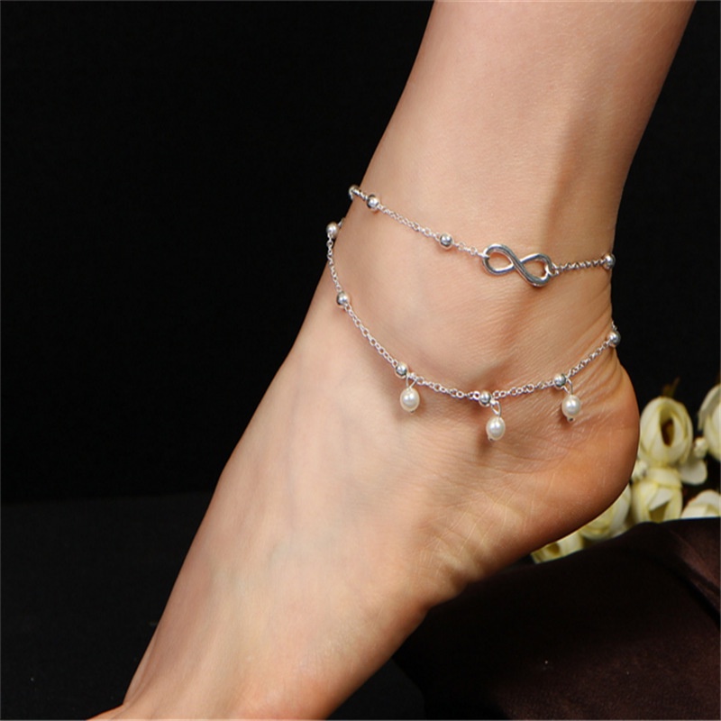 Lắc đeo chân thời trang kèm châu trắng Tiluca VC03