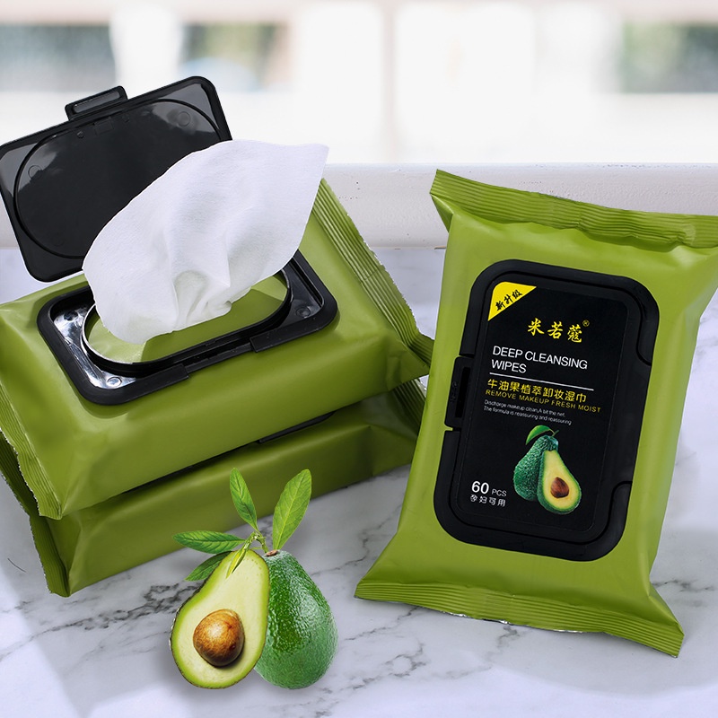 Tẩy Trang, Khăn Giấy Tẩy Trang chiết xuất Bơ lành tính tẩy sạch lớp trang điểm cấp ẩm cho da