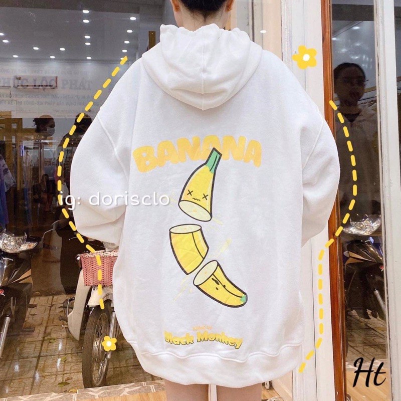 áo hoodie nỉ khoá chém chuối, áo khoác nỉ khoá mũ chém chuối