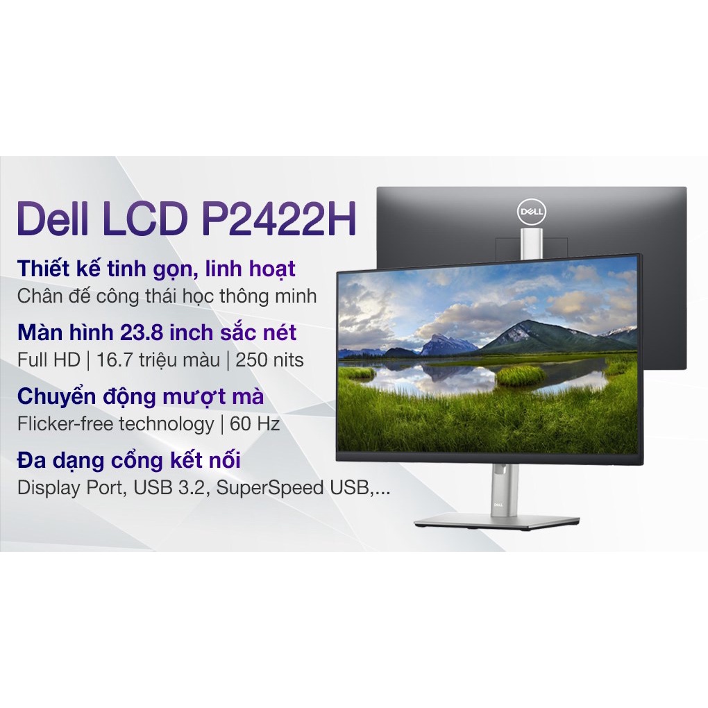 Màn hình Dell P2422H 23.8 inch FHD/IPS/60Hz/5ms Hàng Chính Hãng