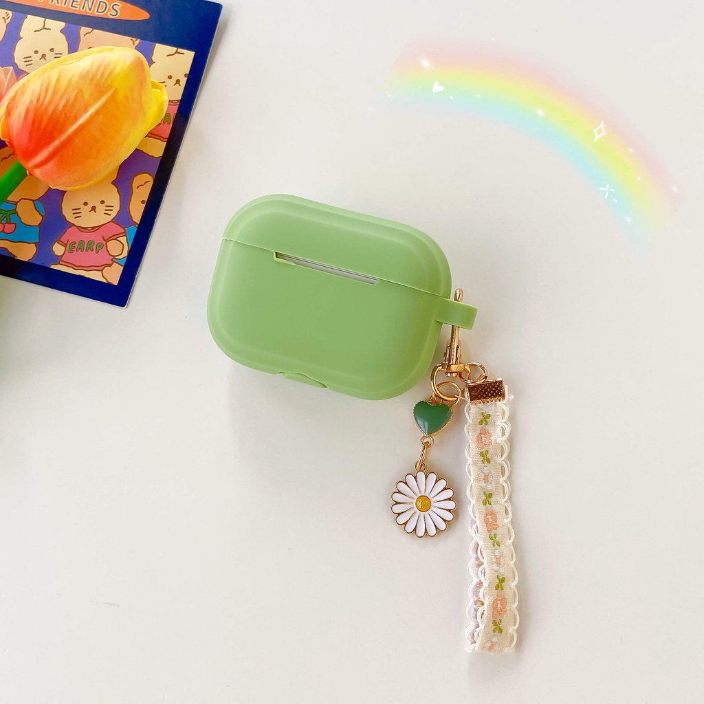 Vỏ Bảo Vệ Hộp Sạc Tai Nghe AirPods3 AirPods3 Pro 2Gen Họa Tiết Hoa Cúc Màu Xanh Matcha Thời Trang 2021 Ốp