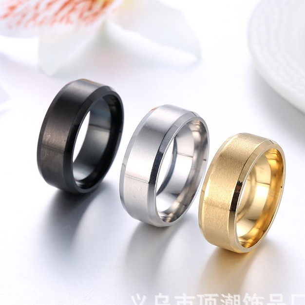 Nhẫn titan màu trơn cho nam nữ bạc