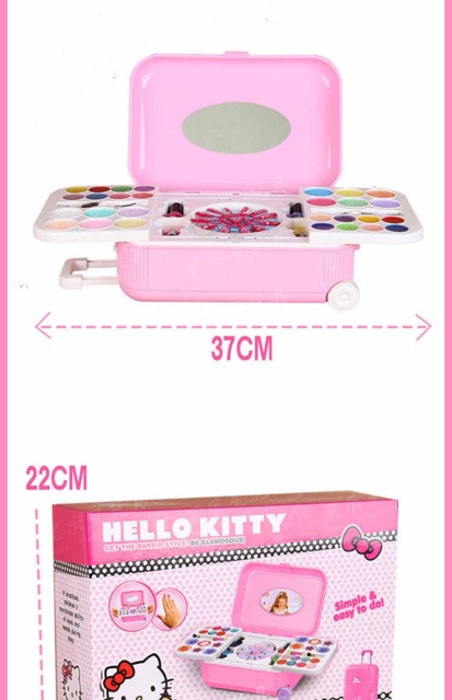 Vali trang điểm hello kitty đồ chơi trang điểm thật cho bé và búp bê