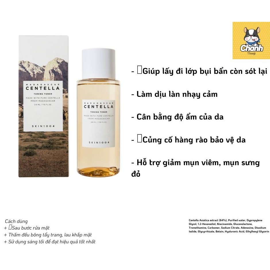 Nước Hoa Hồng SKin1004 Madagascar Centella Toning Toner Rau Má Phục Hồi Và Tái Tạo Da 210ml