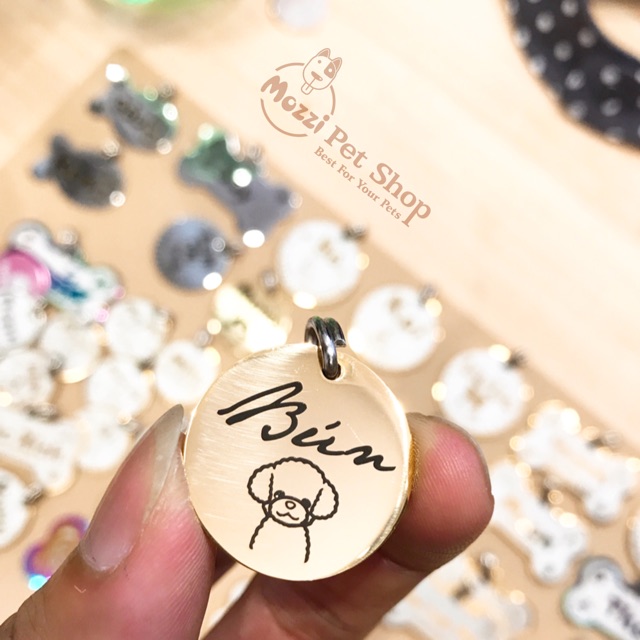 Pettag Mozzi - Thẻ tên hình tròn khắc tên Chó Mèo theo yêu cầu