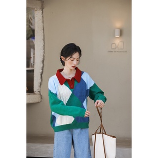 Áo Len Hàn Quốc Phối Cổ đỏ 784