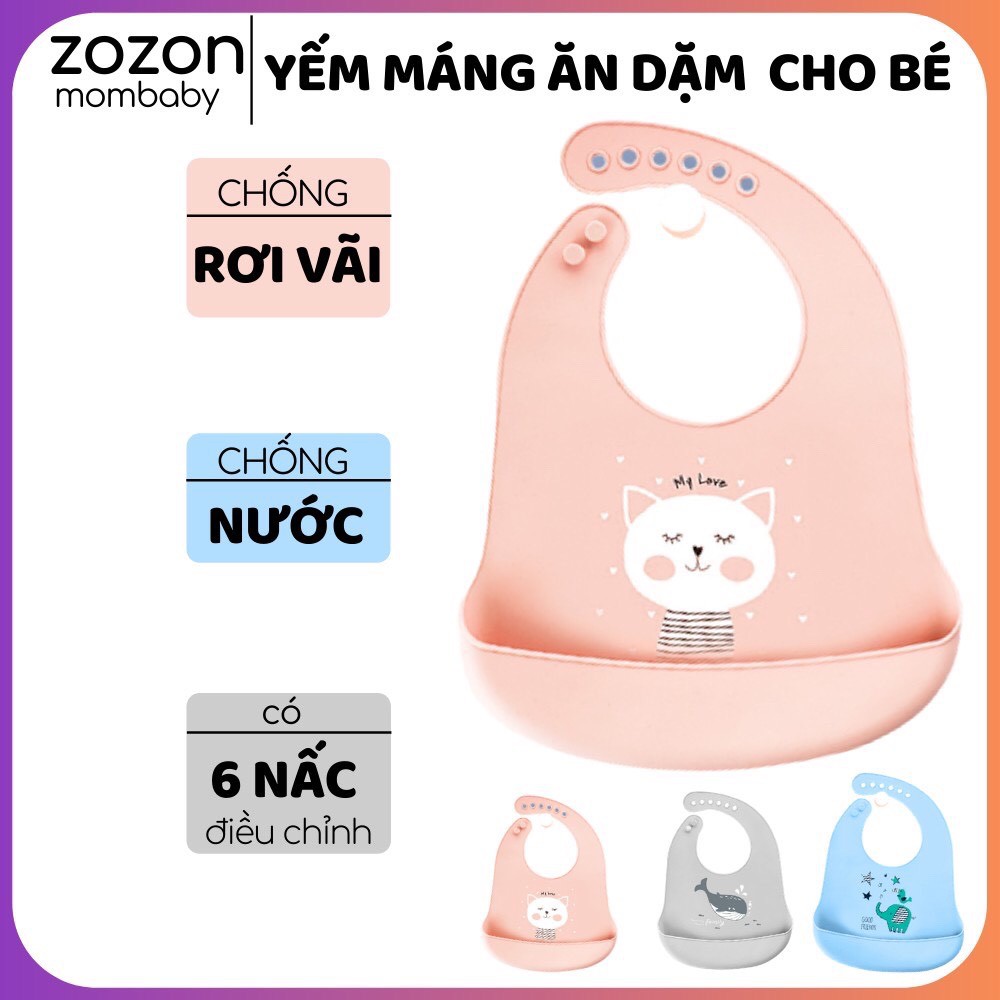 Yếm silicon cho bé, yếm ăn có máng silicon cao cấp