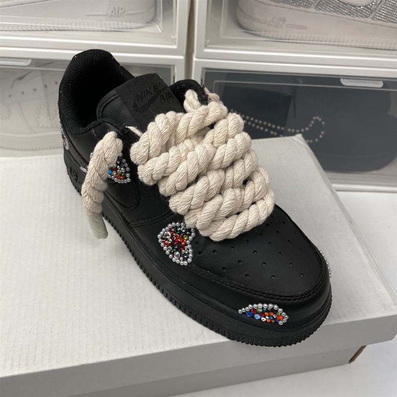 ★Ke Foot Best★Phù Hợp Dây Thừng Cotton Màu Đen Dày 8mm Dùng Trang Trí Giày AF1 Air Force No. 1 diy