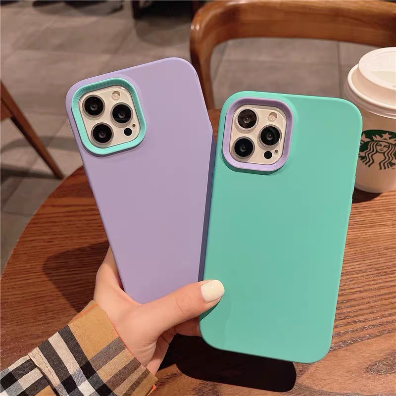 Ốp dẻo màu 2 mảnh chống sốc bảo vệ màn hình điện thoại iphone 7/8/SE/7plus/8plus/Xr/X/Xs/Xsmax/11/12/13/14/Pro/Max/Plus