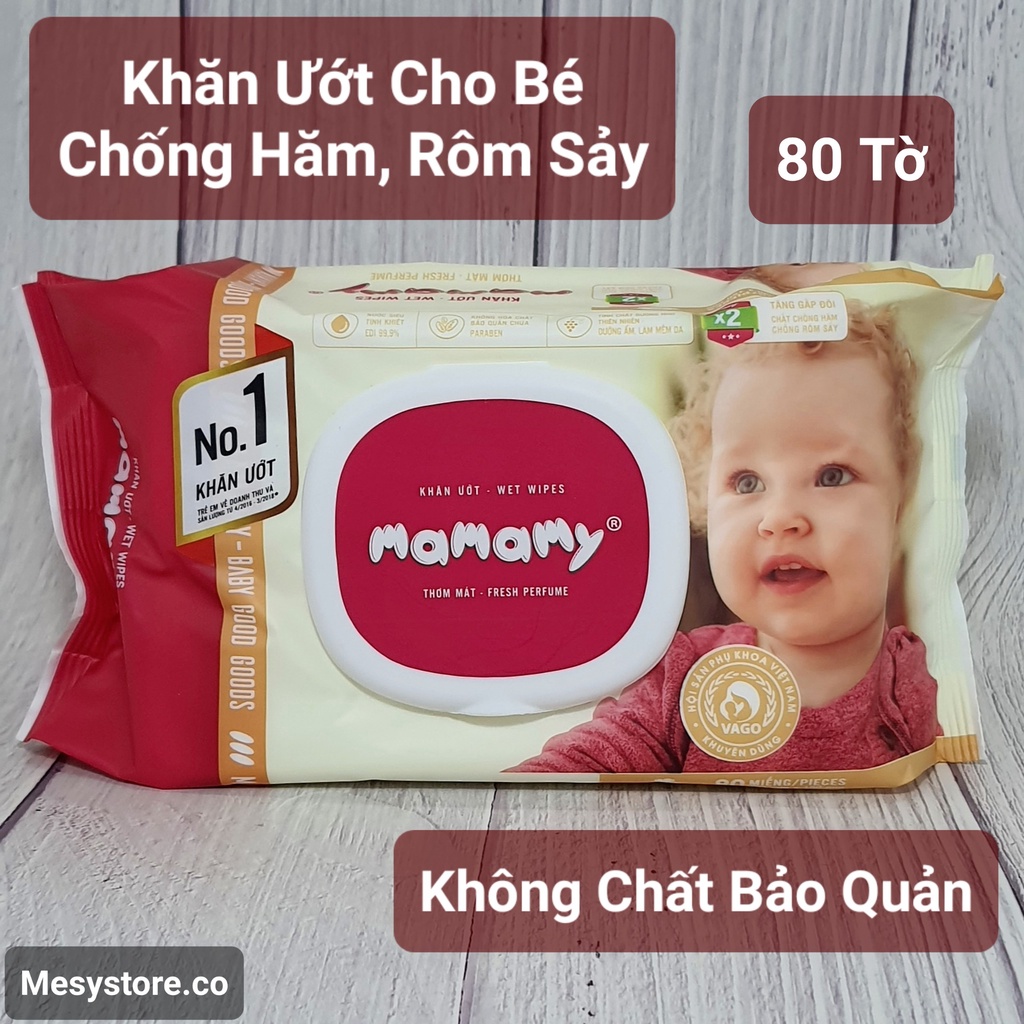 Khăn Ướt Mamamy Cao Cấp 80 Tờ Có Mùi và Không Mùi Chống Rôm Sảy Cho Bé