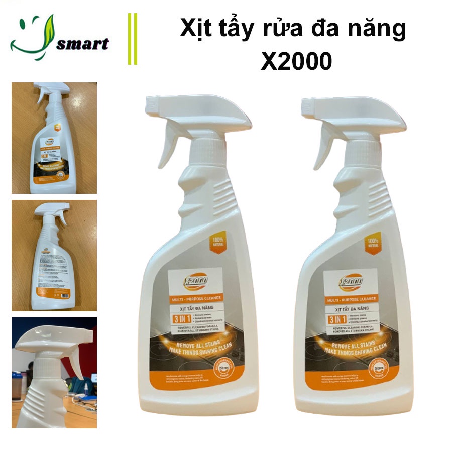 Bình xịt tẩy đa năng X2000, dung dịch tẩy rửa lau kính bàn ăn cửa kính bếp gas đánh bật mọi mảng bám bẩn rỉ sét