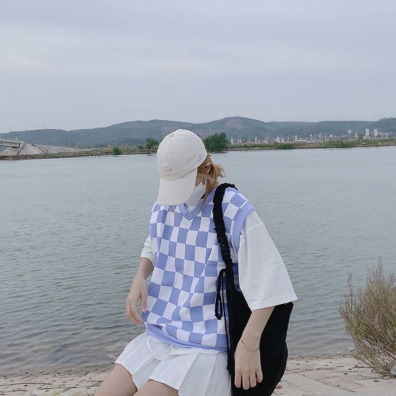 Áo gile kẻ caro Vintage Ununisex - Áo không tay dáng suông cá tính kèm ảnh thật