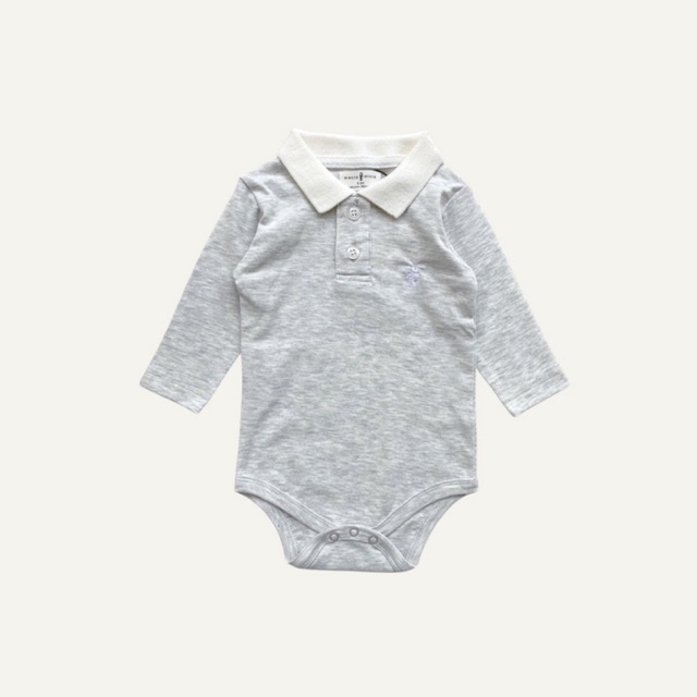 Bộ Bodysuit Dài Tay Cổ Polo Vải Bông Cao Cấp Macro &amp; Micro