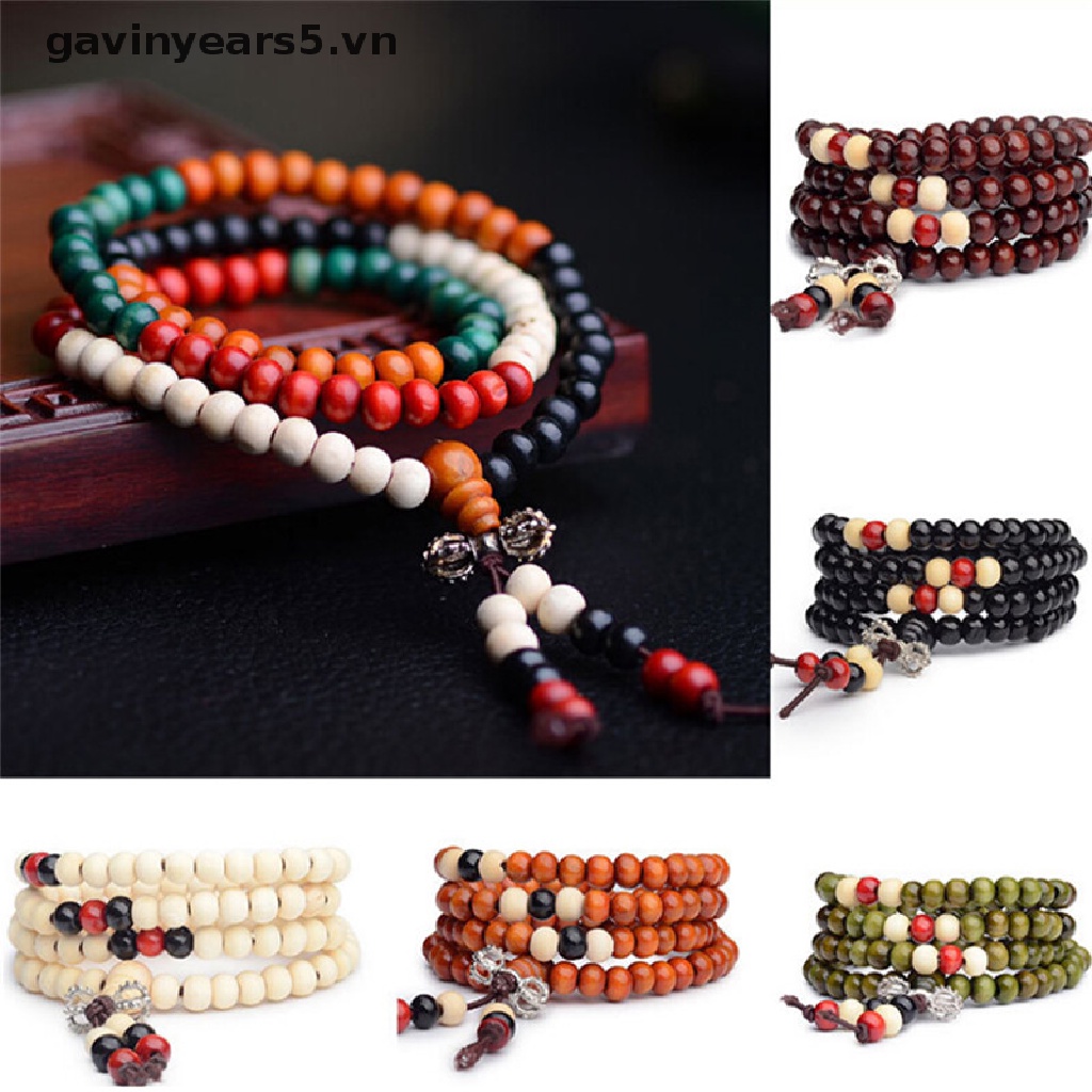 Vòng tay chuỗi 108 hạt cỡ 8mm phong cách Phật Giáo Tây Tạng
