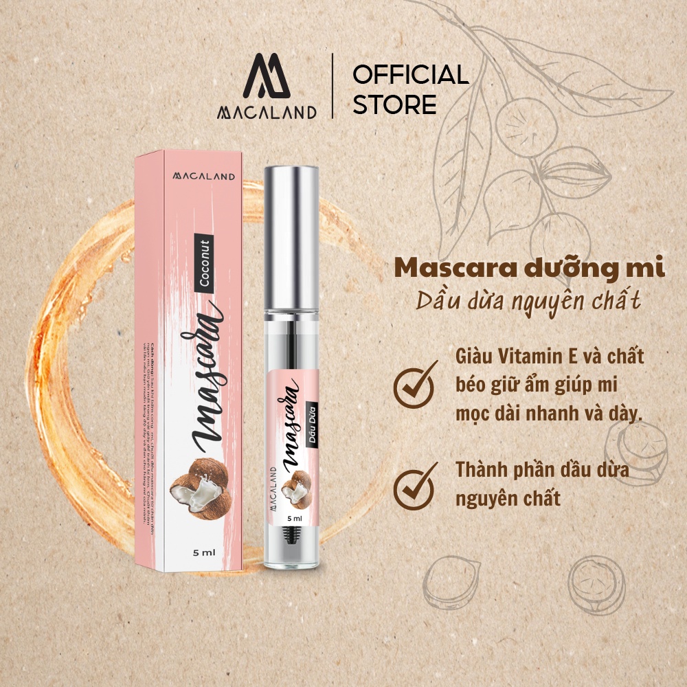 Mascara dầu dừa mắc ca nguyên chất 5ml Macaland giúp mi mọc nhanh và dày