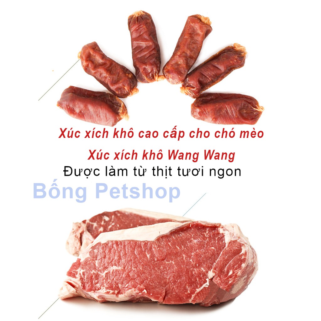 Bánh thưởng, xúc xích cao cấp cho chó - Xúc xích khô Wang Wang hộp 200g