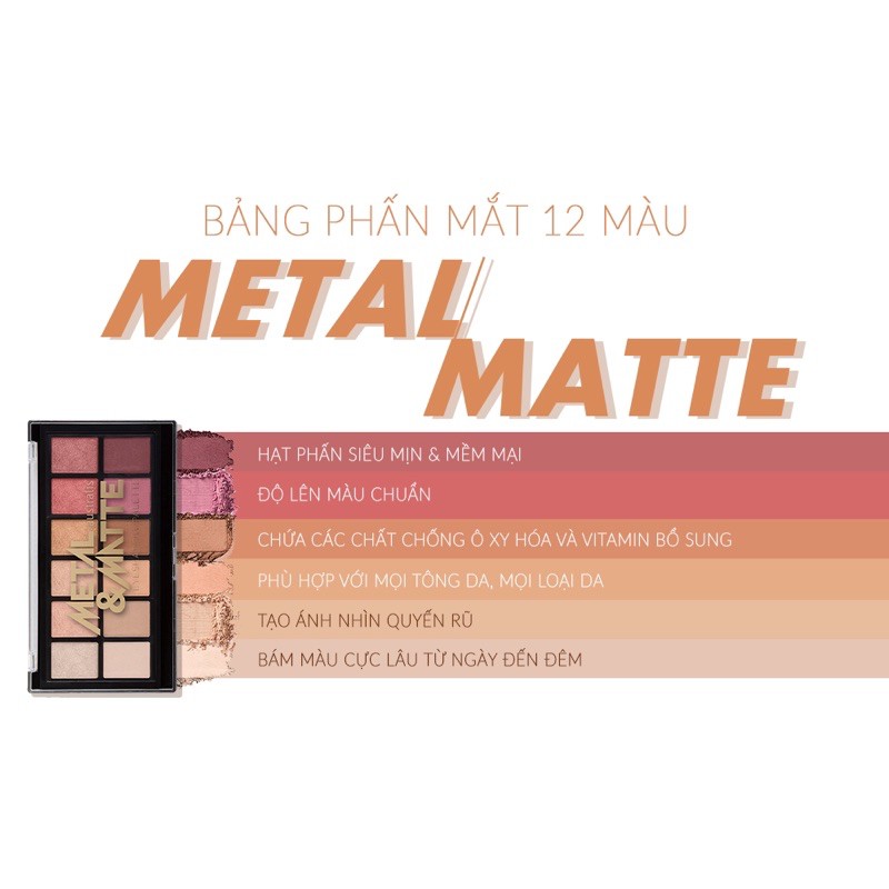 PHẤN MẮT NHŨ MỊN LÌ 🌸FREESHIP🌸 Bảng phấn mắt nhũ lì Metal and Matte Eyeshadow