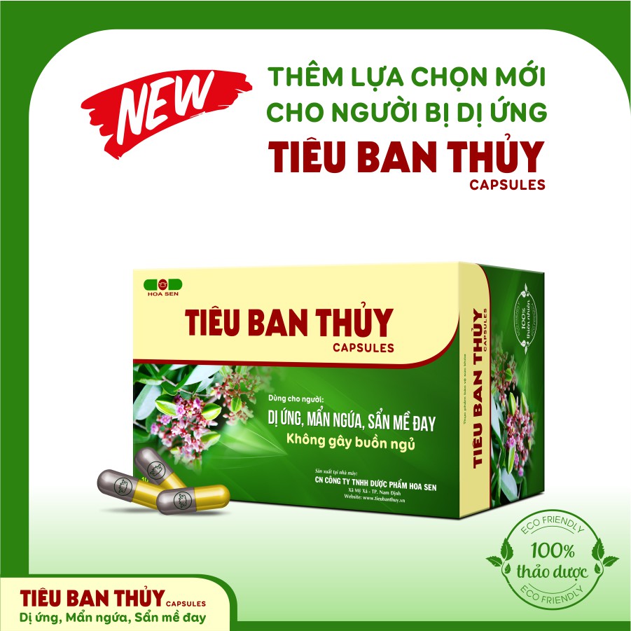 TIÊU BAN THỦY Capsules - Dị ứng, Mẩn ngứa, Sẩn mề đay