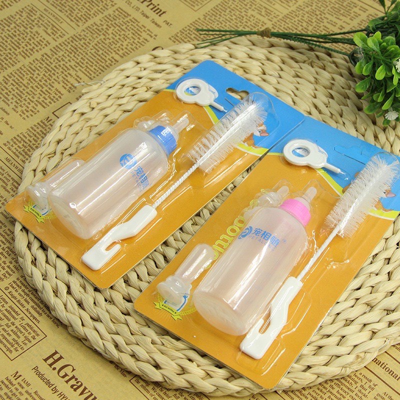 Bình Ti Sữa Cho Chó Con Mèo Con Cao Cấp DIIL 60ml - 120ml Kèm Đồ Vệ Sinh Bình