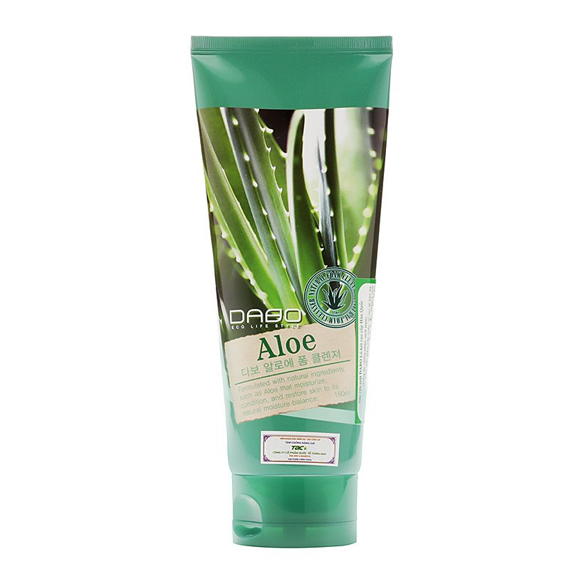 Sữa Rửa Mặt Lô Hội Hàn Quốc DABO 180ml sạch sâu, se khít lỗ chân lông, ngừa mụn và dưỡng ẩm