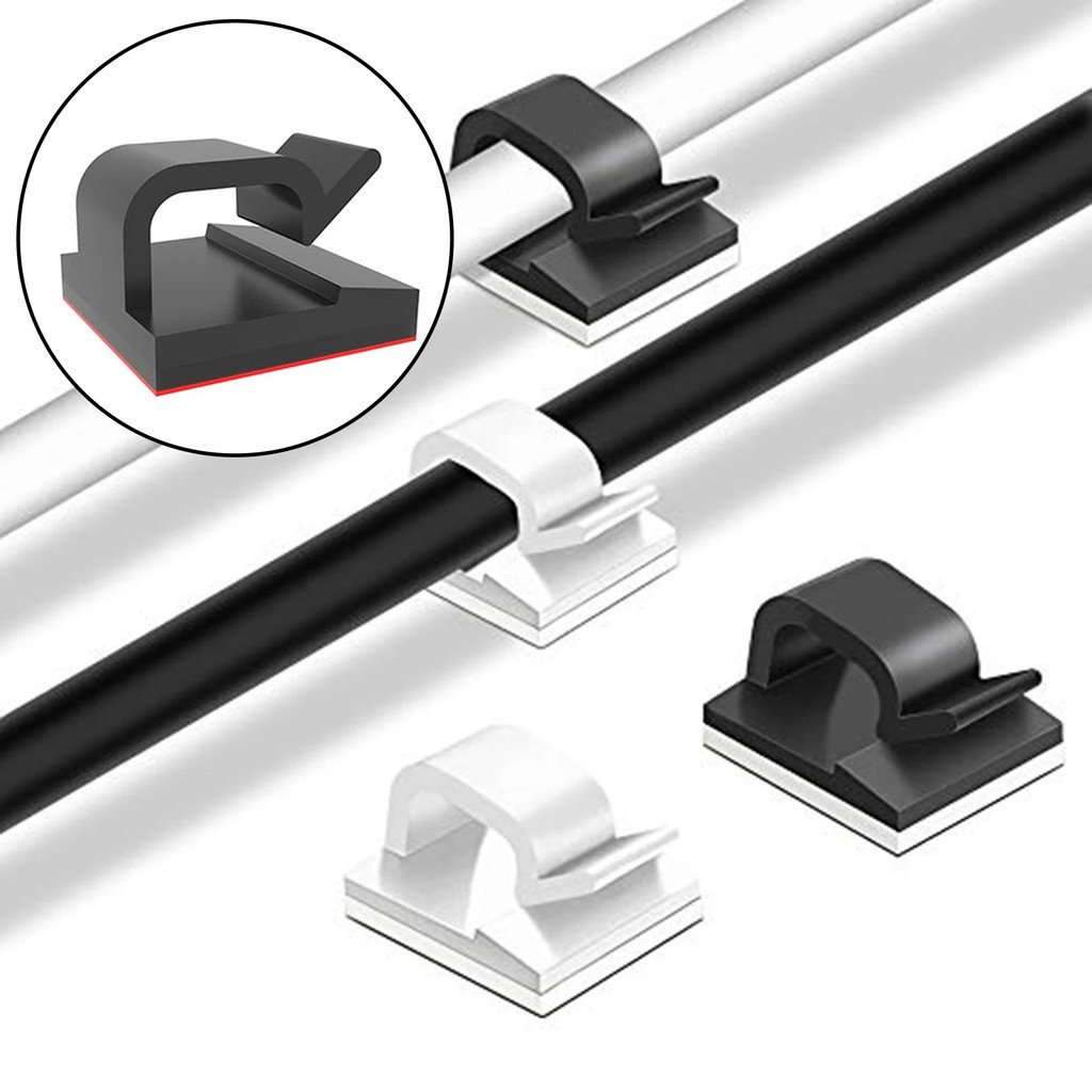 Set 2 / 10 Kẹp Khóa Dây Cáp Tự Dính Tiện Dụng