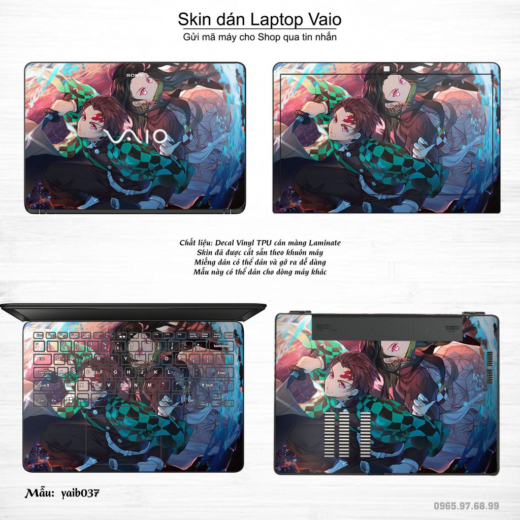 Skin dán Laptop Sony Vaio in hình Kimetsu No Yaiba _nhiều mẫu 2 (inbox mã máy cho Shop)