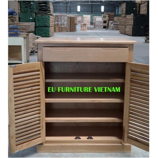 Tủ giày gỗ sồi tự nhiên 2 cánh 1 ngăn kéo